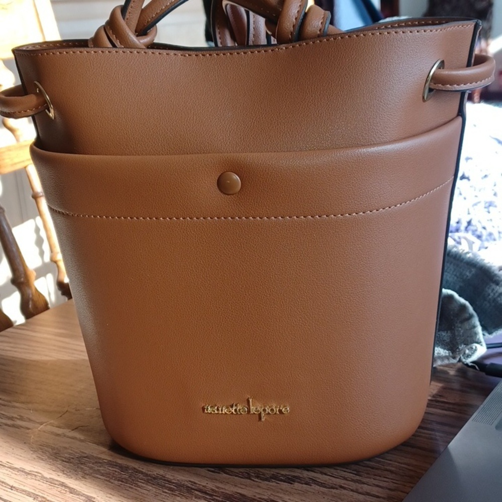 Nanette Lepone Beatrix Brown crossbody bucket bag EUC. 9x8x6